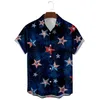 Camisas casuais masculinas 4 de julho Camisa Men Blusa Tops de verão Manga curta Bandeira listrada solta listrada com estátua Independence Day to