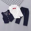 Kläder sätter hösten baby pojke set mode bomull långärmad t-shirt byxor hatt barn 3 stfit födda pojkar kläder