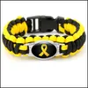 Charm Bracelets Breast Cancer Fighter Awareness Women Pink Yellow Ribbon Hope Wristbands Bangle For Men Fashion Outdoor Sports Drop Otdxm