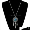 Colares pendentes Bohemian Ethnic Skeleton Feather Yoga Dreamcatcher Women Women Catholic Religious Jewelry entrega pingentes OTRGL