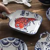 Plates Japanese Hand-painted Carp Underglaze Tableware Creative Personality Dish Plate Household Deep Rice Bowl Soup