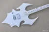 Lvybest Guitar Electric Light Lingen White Incomum Shape Bat Body With Maple Neck Crome Hardware Oferta personalizada