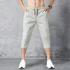 Men's Pants Summer Sports Plus Size Mens Loose Cropped Stretch Male Straight Casual Black Elastic Waist Trousers Boys Xxxl 5xlMen's