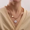 Ketten Ingemark einzigartige weiße Muschelmünze Anhänger Choker Halskette für Frauen Collares Hochzeitsvintage ot Schnalle Kette Gothic Punk JewelryChains