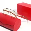 Óculos de sol dos óculos de moda para mulheres designers de desenho masculino óculos sem aro PC LENS POLAROIDAS AZUL LENS CARTI Lunettes vintage de madeira L perna