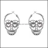 Charm Vintage Punk Gothic Skl Earrings Hollow Women Skeleton Stud Earings Jewelry Drop Delivery Otz8X