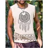 Men's Tank Tops 2023 Clothing Summer Sleeveless Folk-custom Men Beige Color Pullover O-Neck Loose Tanks