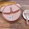 Teller 3PCS Kids Divided Dish Tischgeschirr Set Baby Kleinkind Kinder Weizen Stroh Tablett Tellerschüssel Futtermittelgerichte für