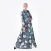 民族服イスラム教徒のドレス3次元デジタル印刷された長袖中東ファッションアバヤトルコドバイ