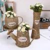 Vases 1Pc créatif tissé à la main en osier Pot de fleur Portable tissage rotin panier de rangement maison jardin décor