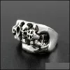 Band Rings Gothic Skl Carved Biker Mens Antisier Retro Punk For Men S Fashion Jewelry In Bk Drop Delivery Otytr