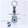 Nyckelringar Fashion Jewelry Turkish Symbol Evil Eye Ring Handmade Vintage Owl Keychain Drop Delivery DHCN8 DHD9C