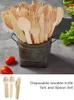 Dinnerware Sets 12 Pcs/Set Disposable Eco-Friendly Wooden Cutlery Forks Spoons Dessert Utensils Party Birthday Home