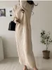 Robes décontractées tricoté robe pull femmes femme vêtements épais coréen solide chaud 2023 hiver Vintage élégant automne abricot Vestido