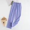 Indumenti da notte da donna Primavera Estate Donna Pantaloni da notte in cotone Donna Casual Plaid Salotto Donna Plus Size Casa Pantalon Pijama Mujer