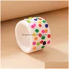 Clusterringen Colorf Resin Joint Ring For Women Girls Lovley Ins Fashion Width Geoemtry Acryl Acryl Single sieraden Drop levering DHN4K