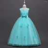 Girl Dresses Style Flower Girls Children Sleeveless 3D Tulle Long Maxi Party Wedding Princess Dress Kids Clothes