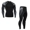 Hommes t-shirts COMPRESSION costume 2023 hiver sous-vêtement thermique couche de Base T-shirt Leggings 2 pièces survêtement hommes Rash Guard MMA