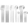 Ensembles de vaisselle couteau en argent fourchette cuillère argenterie ensemble de vaisselle couverts de cuisine 24 pièces couverts en or mat en acier inoxydable