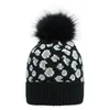 Beanies Beanie/Kafatası Kapakları Leopar Baskı Örme Şapka Beanie Pom Cap Sıcak Kış Bobble Kayak Kadınlar Ladiesbeanie/Kafatası Chur22