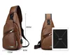 Cüzdan Moda Basit Sıradan Erkekler Omuz Çantası Sling Pack USB Şarj Sporları Crossbody Çanta