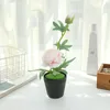 Fleurs décoratives couronnes Simulation fleur deux têtes petite pivoine en pot décoration créative fausse plante fleur décorative