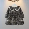 Girl Dresses Baby Girls Floral Dress 2023 Spring Autumn Korean Cute Kids Fake Two Piece Toddler Casual Vestidos Y45