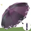 Umbrellas Thickened Sunshade Manual Folding Black Glue Double Reinforced Windproof 10 Bone Clear Umbrella