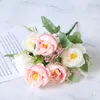 Decorative Flowers & Wreaths 6 Heads Silk European Peony Flower Artificial For Decoration Bouquet Flores Wedding Valentine's Day Party Home