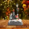 Decorative Figurines Objects & Christmas Miniature Resin Village House Sculpture With LED Lighting Building Figurine Home Ornaments Holiday