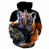 Felpe con cappuccio da uomo Felpa con cappuccio stampata in 3D Pullover con cappuccio animale Cool Tiger Uomo Donna Bambini Street Wear Felpa Abbigliamento nero