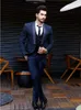 Erkekler Suits Blazers ince uyuyor lacivert gece elbise tost iş takım elbise özelleştir yakışıklı damat smokin (ceket pantolon yelek kravat) K: 156