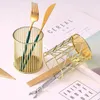 Aufbewahrungsboxen Kosmetik Make-up Pinsel Box Golden Rose Gold Schreibtisch Schreibwaren Dekor Stift Bleistift Topf Halter Container Organizer