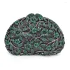 Evening Bags Luxury Blackish Green Diamonds Women Crystal Bow Hasp Small Party Box Clutches Purse A Main Soiree 88621-E
