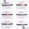 Brins perlés Bracelet de perles d'agate noire mate de haute qualité en pierre naturelle pour hommes à la main élastique réglable bracelet de charme croisé Dhqtx