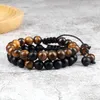 Brin Perlé Brins Bracelet Réglable Naturel Oeil De Tigre Pierre Noir Onyx Lave Hommes Bracelets Charme Yoga Bracelets Malachite Perles Bijoux