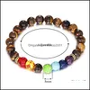 Perlenstränge 8 mm Naturstein 7 Chakra Armbänder Armreifen für Frauen Männer Yoga Nce Perlen Buddha Gebet elastisches Armband Valentinstag Dhnuh