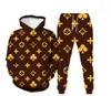 Men Tracksuits Tweede stuks sets Patchwork 3D Gedrukte ritsvloer Hoodies Jogging broek Slim Sweatshirt Outfits Hip Hop Streetwea239k