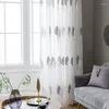 Janela de tule de cortina para sala de estar quarto cortinas pura cozinha de triagem bordada moderna