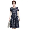 Party Dresses Summer Knee-Length Dress Women Casual Floral Print Chiffon Elegant O-Neck