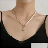 Pendentif Colliers À La Mode Asymétrique Shell Collier De Perles Pour Les Femmes De La Mode Pièce Grande Chaîne Ras Du Cou Bijoux Cadeau De Noël Drop Deliver Dhhwv