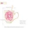 Muggar bignosedeer rosa porslin mode brittiska ben porslin kaffekopp gyllene handtag tefat keramikblomma te cupup