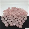 Artes y artesanías Piedra natural 25Mm Corazón Rosa Cuarzo rosa Cristal Minerale Piedra preciosa Reiki Decoración del hogar Entrega directa Jardín Dh6Mk