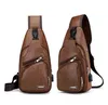 Portefeuilles Mode Simple Casual Hommes Sac à bandoulière Sling Chest Pack USB Charge Sports Bandoulière Sac à main