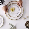 Bowls Ceramic Bowl Dinner Noodles Marble Pattern Series Porcelain Plate Family Soup Tableware Set