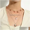 Pendant Necklaces Bling Rhinestone Cherry Heart Choker For Women Fashion Butterfly Thick Chain Mtil Necklace Bijoux Jewelry Drop Del Dhrdb