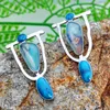 Dangle Earrings Bohemian Painted Tribal Hoop Blue Beads Opal Stone For Women Jewelry Handmade Ancient Earring Pendientes & Chandelier