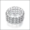 Band Rings Sier Shiny Crystal Ring Jewelry Zirconia Diamond Hiphop para homens homens Q411FZ Drop Delivery DH7GW