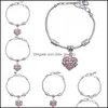 Bracelets de charme membro da família Diamond Love Heart Bracelet Crystal Mã