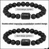 Perline di pietra nera perline 12 Constellation Coppia Bracciale Uomo Bracciali per donna Pseras Moda Mascina Hombre Uomo Uomo Gioielli Drop De Dhf3H